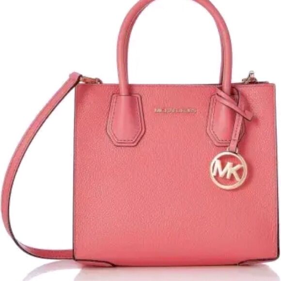 NWT Michael Kors Mercer Medium Leather Crossbody Tote Pink - Picture 2 of 13